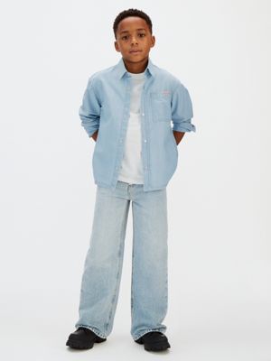 blue woven chambray shirt for boys calvin klein jeans