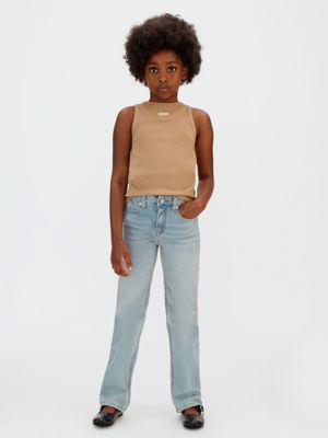 denim mid rise straight jeans für mädchen - 