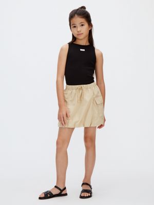 beige ausgestellter ballonrock aus twill für mädchen - 