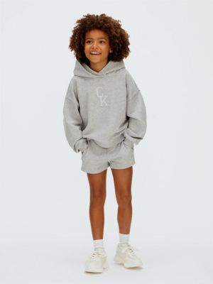 grey mini logo jogger shorts for girls 