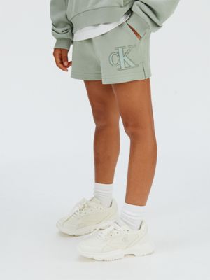 grey jogging-shorts mit mini-logo für mädchen - calvin klein jeans
