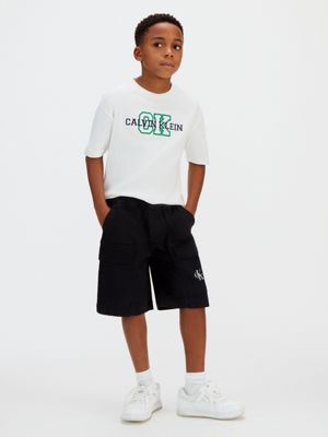 blue woven cotton shorts for boys calvin klein jeans