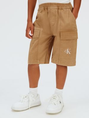 brown woven cotton shorts for boys calvin klein jeans