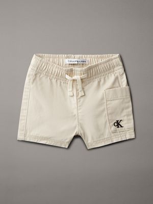 pantaloncini in twill neonato beige da neonato 