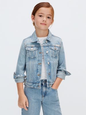 blue denim trucker jacket for girls calvin klein jeans