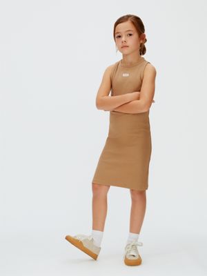 brown slim ribbed t-shirt dress for girls calvin klein jeans