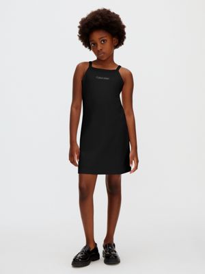 black sukienka na ramiączkach punto milano dla dziewczynki - calvin klein jeans