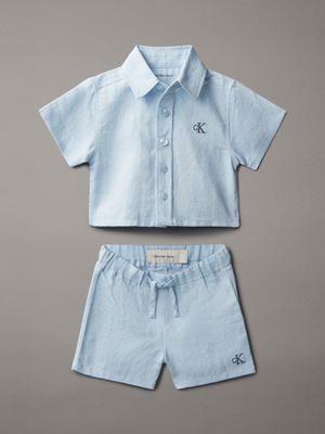 blue newborn woven co-ord set for newborn 