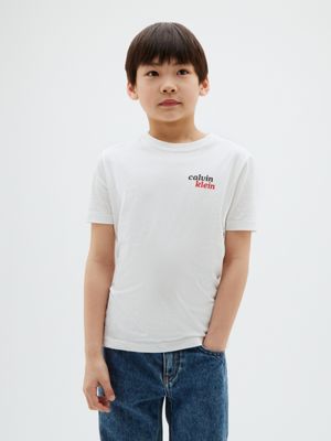 t-shirt con logo white da bambini calvin klein jeans