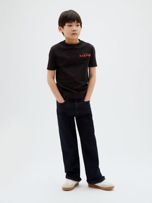 black logo t-shirt for boys calvin klein jeans