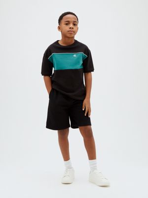 black colour block t-shirt for boys calvin klein jeans