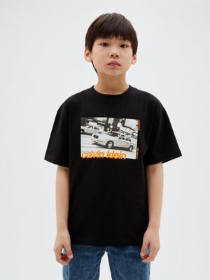 black logo t-shirt for boys calvin klein jeans