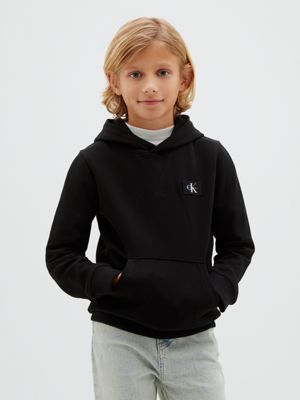 sweat à capuche avec logo emblématique pour enfant black pour garçons calvin klein jeans
