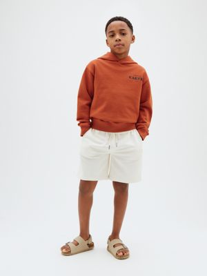 orange logo hoodie for boys calvin klein jeans