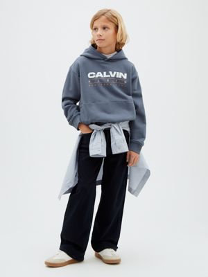 blue logo hoodie for boys calvin klein jeans