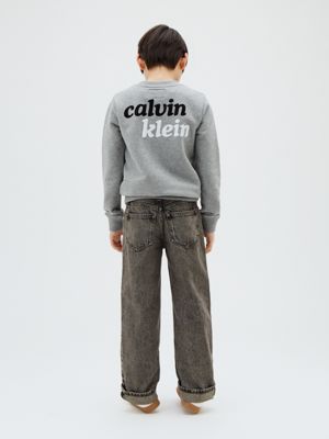 grey logo sweatshirt for boys calvin klein jeans