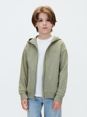 green kids' zip-up hoodie for boys calvin klein jeans