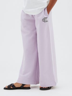 pink wide leg joggers for girls calvin klein jeans