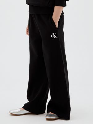 black wide leg joggers for girls calvin klein jeans