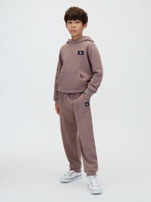brown kinder-jogginghose mit charakteristischem logo für jungen - calvin klein jeans