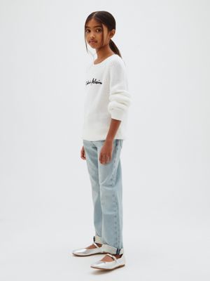 jersey de punto grueso white de niñas calvin klein jeans