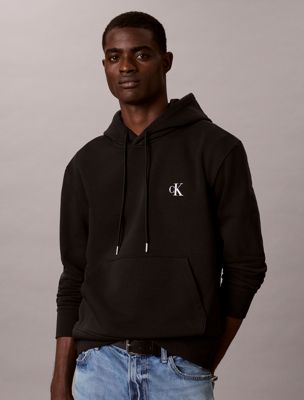 black terry fleece back logo graphic hoodie for men 
