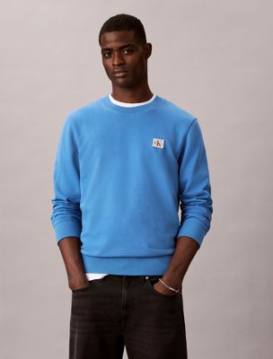 blue sweatshirt met embleem van badstofkatoen voor heren - 