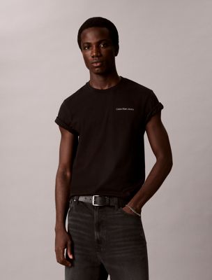 black besticktes slim fit logo-t-shirt für herren - 