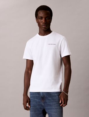 camiseta slim con logo bordado white de hombres 