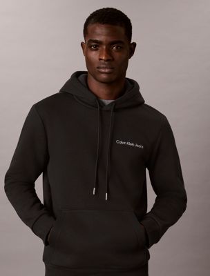 black badstof-fleece hoodie met logo voor heren - 