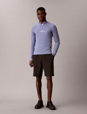 blue performance 1/4 zip long sleeve gym t-shirt for men ck sport