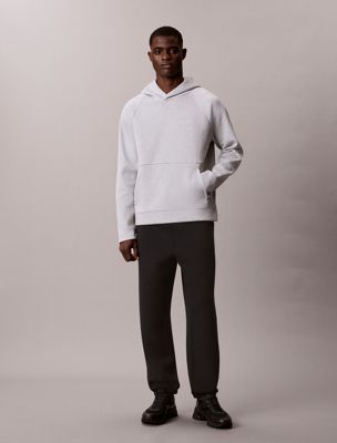grey bluza z kapturem performance z podwójnej dzianiny dla mężczyźni - calvin klein