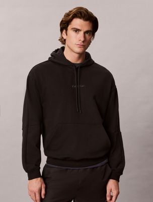 black heavyweight french terry hoodie for men calvin klein