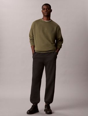 green heavyweight french terry sweatshirt for men calvin klein