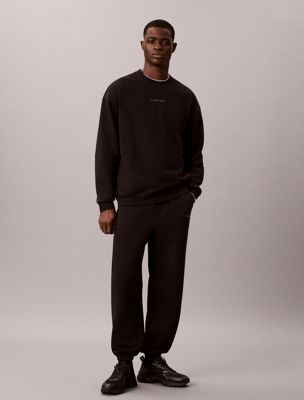 black sweatshirt aus schwerem french terry für herren - calvin klein