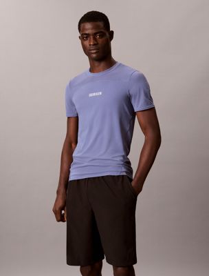 blue quick-dry performance gym t-shirt for men calvin klein