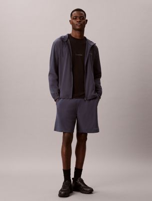 blue water-repellent hooded windbreaker for men ck sport