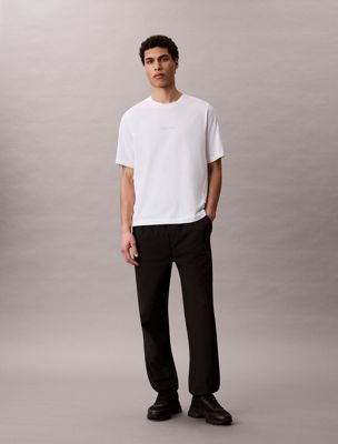 camiseta deportiva de mezcla de algodón técnico white de hombres ck sport