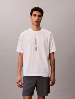 white gym-t-shirt aus performance-baumwoll-mix für herren - ck sport