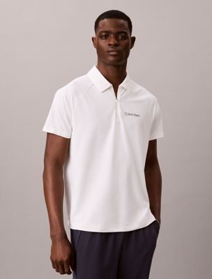 white zip pique sport polo shirt for men calvin klein
