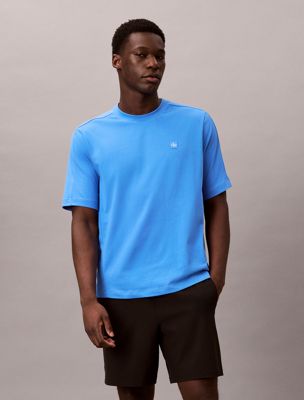 blue koszulka sportowa z mieszanki bawełny performance dla mężczyźni - ck sport