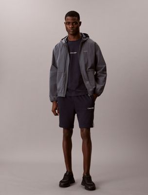 blue cotton blend french terry gym shorts for men ck sport