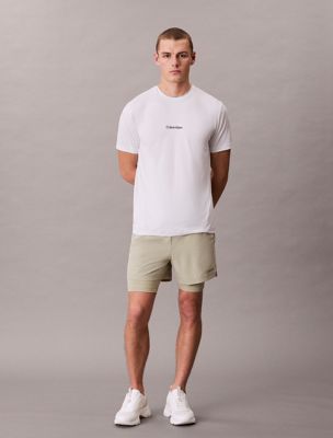 grey water-repellent 2-in-1 gym shorts for men ck sport