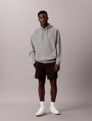 sweat à capuche en coton mélangé haute performance grey pour hommes calvin klein sport