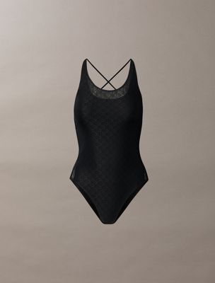 body de malla con logo con monograma black de mujeres 