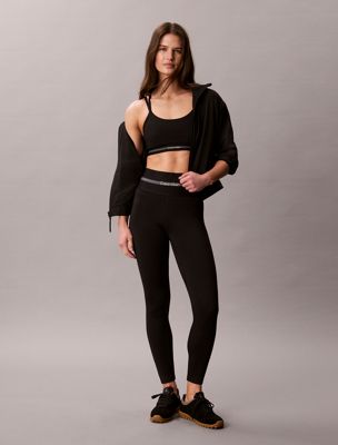 black quick-dry high-rise 7/8 gym leggings for women ck sport