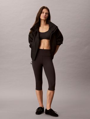 black breathable high rise capri leggings for women 