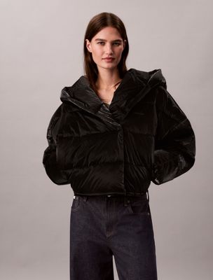 black relaxed puffer jacket for women ck sport