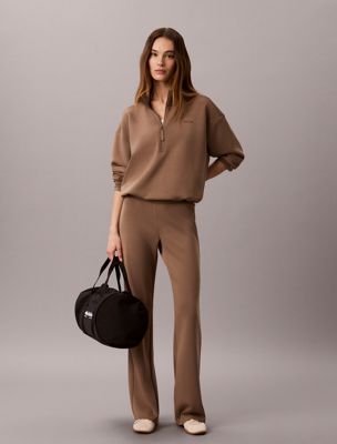 brown smooth knit sweatpants for women ck sport