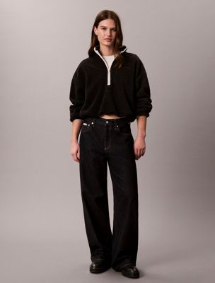 black sherpa quarter zip sweatshirt for women ck sport